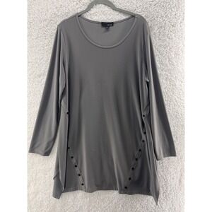 Sun Kim Women's Large Tunic Gray Minimalist Jersey Stretch Effortless